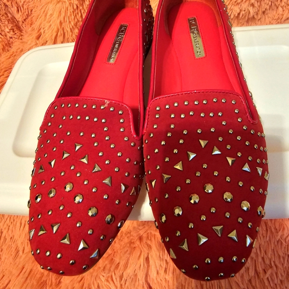 New!BCBGeneration Fella Fiery Red Kidsuede loafers